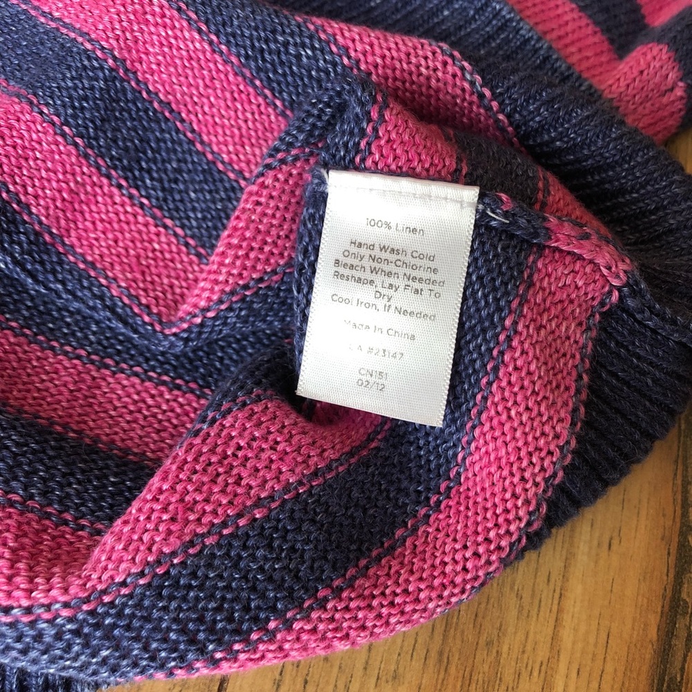 Talbots Linen Striped 3/4 Sleeve Sweater - Picture 4 of 4